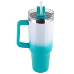Glitter Travel Mug Blue White Side